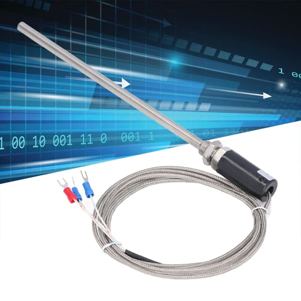 PT100 RTD Sensor Probe, 4-leder skærmet kabel, -200 til 450°C, 5-pak