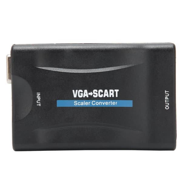 VGA til SCART-konverter HD-videoadapter computertilbehør med IR-fjernbetjening USB-strømkabel sort 1 sæt