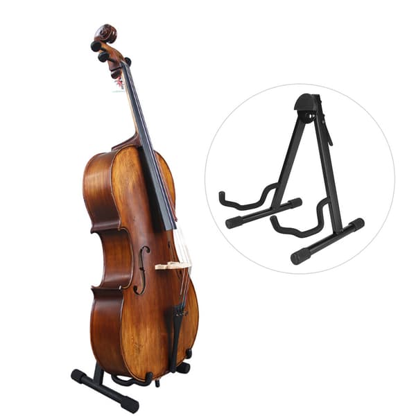 Justerbart hopfällbart cellostativ svart instrumenttillbehör