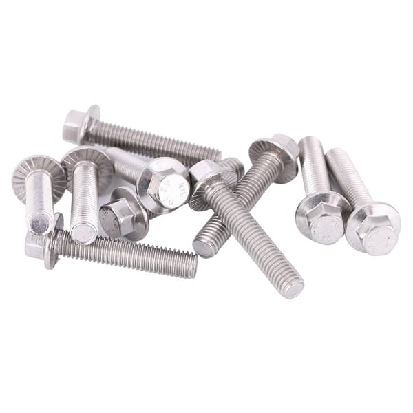 10 stk. M8 SS304 Rustfri Sekskant Flangebolt med Skive