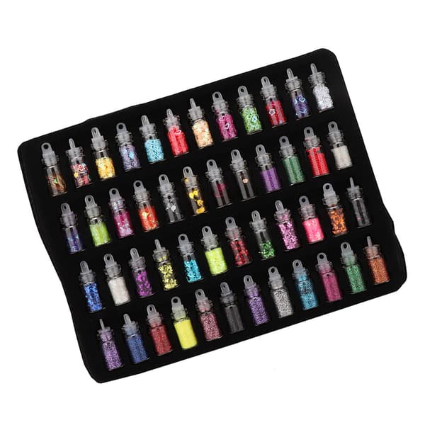 48 flaskor Flash Paljettpulver Dekoration DIY Smycken Epoxiform Verktyg