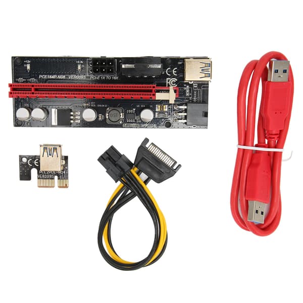 PCIE Riser 1X til 16X GPU-udvidelse Reducer belastning 60 cm USB3.0 Sikker Stabil USB Riser Strømforsyningsadapterkort