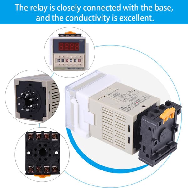 110V AC DH48S-S 0.1s~99t Cyklus Timer Relæ Digitalt Display med Sokkel