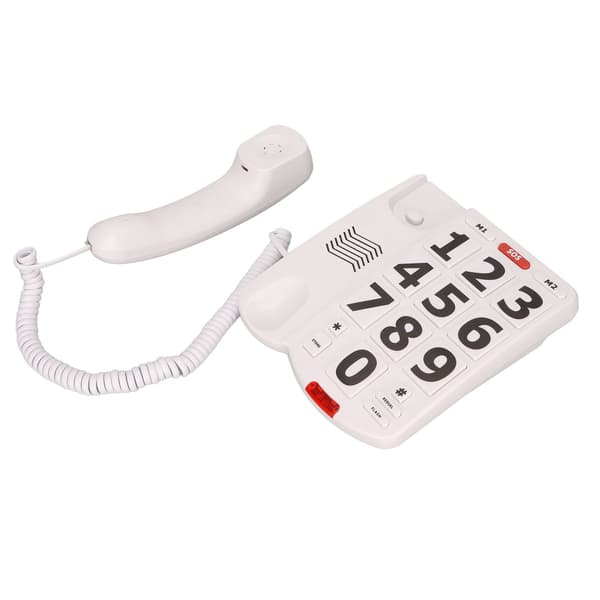 Senior fastnettelefon med store knapper, justerbar lydstyrke, genopkald af sidste nummer
