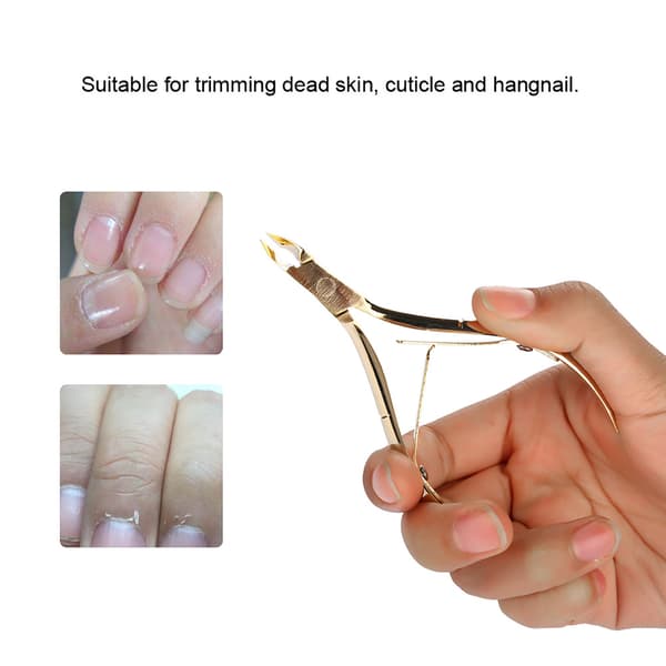 Neglebåndsklipper i rustfrit stål, død hud saks, guld manicureværktøj