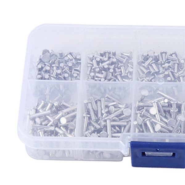 500 stk. M2 massive aluminiumsnitter, fladt hoved, 3-18 mm længdeassortiment