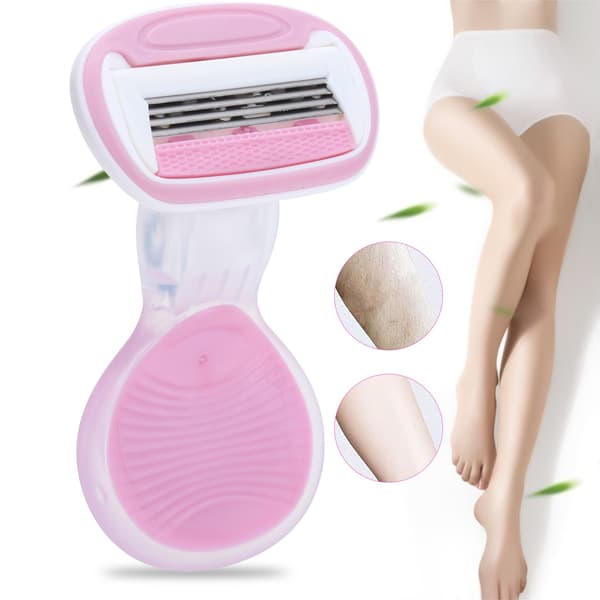 Manuel kropshårfjerner til kvinder, bærbar ansigts- og benhårfjerner, epilator, pink