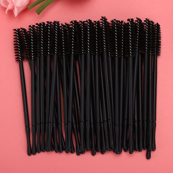 100 stk. engangs øjenvippebørste Mascara Wands Applikator Makeupbørstesæt Sort