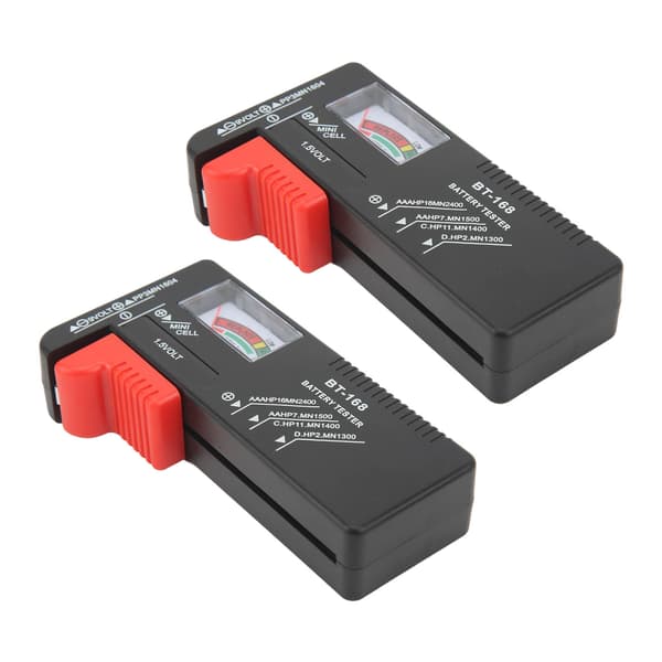 2-pak analog batteritester, bærbar knapcelle-spændingstester til AA AAA 1,5V 9V