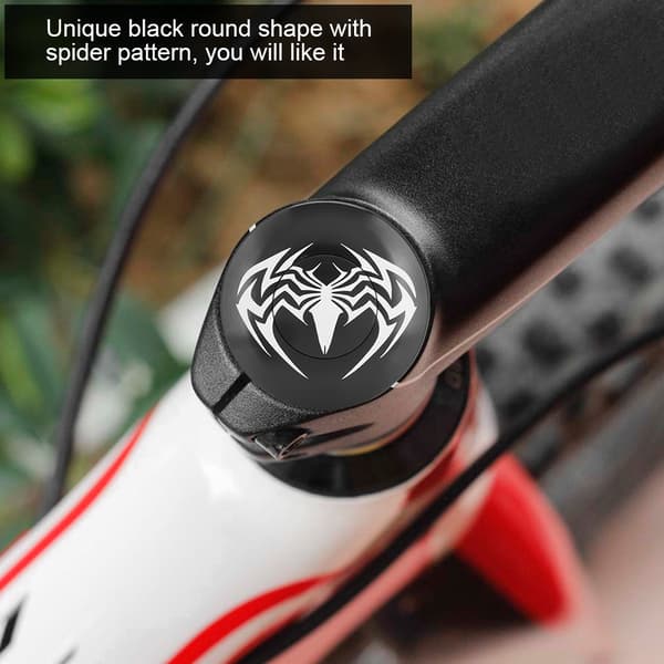 Sort edderkoppdesign cirkulær MTB-headsetkappe aluminiumslegering 31,8 mm til 28,6 mm gaffel 1 stk.