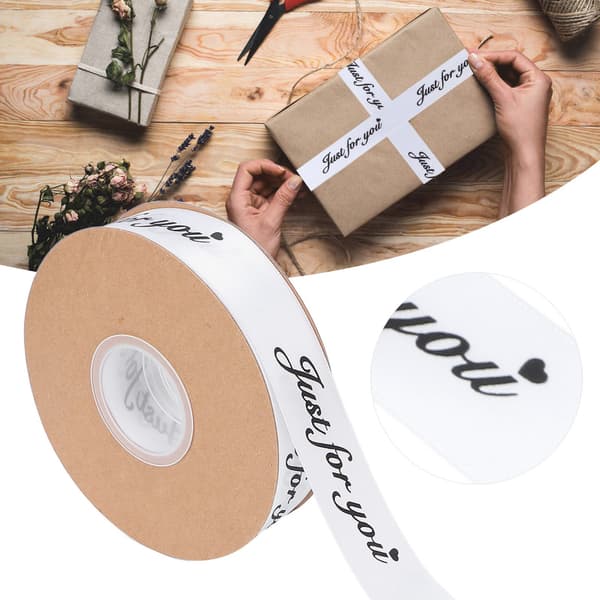 2,5 cm Satinband Rulle 45yd Tryck Bara för dig Polyester för DIY Bröllopsdekoration Födelsedagstårta Förpackning Vit