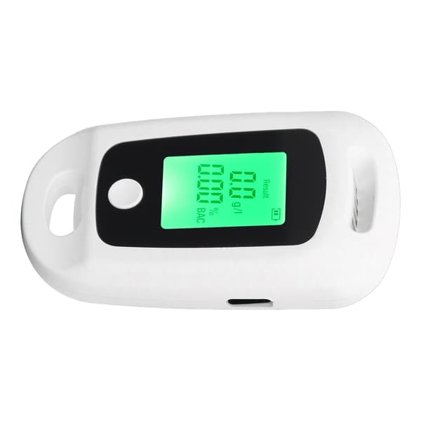 Bærbar Alkometer USB Genopladelig Alkoholtester Hvid LCD-skærm