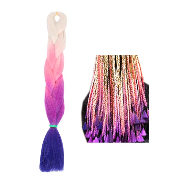 Jumbo Braid Hår Vit Rosa Lila Mörkblå Gradient Färg Syntetiska Twist Flätor Hårförlängningar