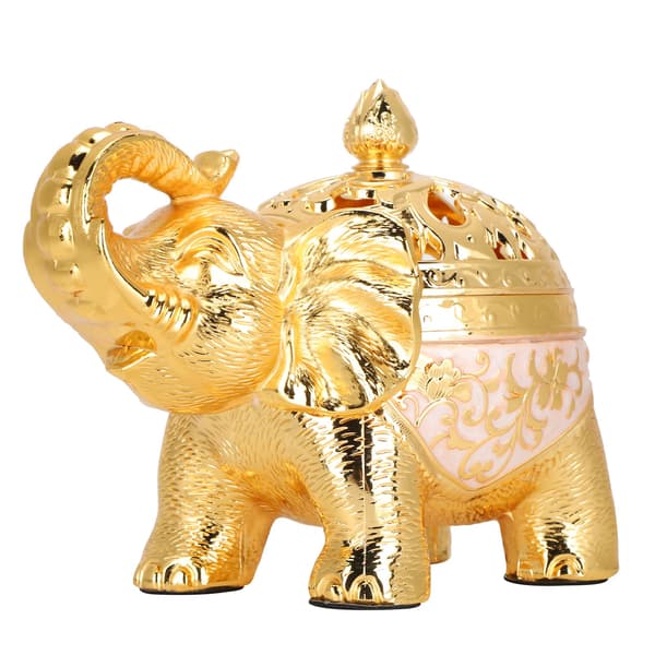 Elefant Rökelsebrännare Aromaterapi Prydnad Guld Vit Vardagsrum Entré Sovrumsinredning