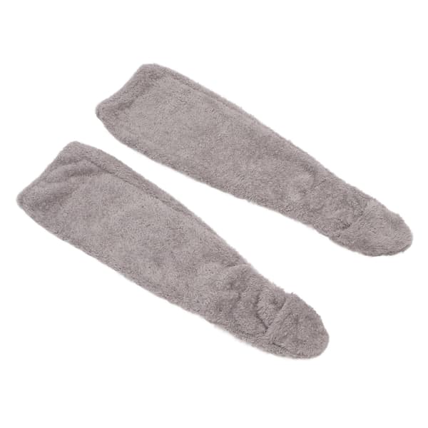 Over Knee Fuzzy Socks Vinter Hjem Sove Bløde Tykke Åndbare Plysstrømper Benvarmer Grå