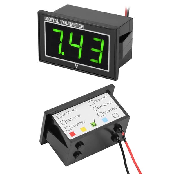 1 stk. 0,56\" Digital LED Voltmeter DC 2,5-30V Vandtæt Panelmåler Grøn Skærm