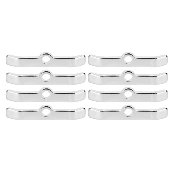 8 stk. krom ventilkapsel hold-down tabs sprederstænger passer til Chevy 283 305 327 350 sølv