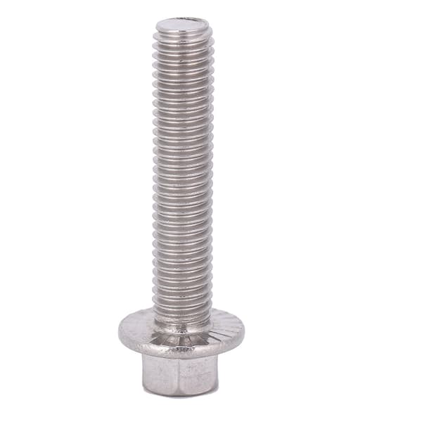 10 stk. M8 SS304 Rustfri Sekskant Flangebolt med Skive