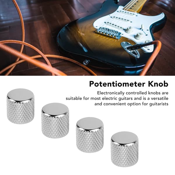 4 st metallkontrollrattar för elbasgitarr, silvervolymtonpotentiometerlockset