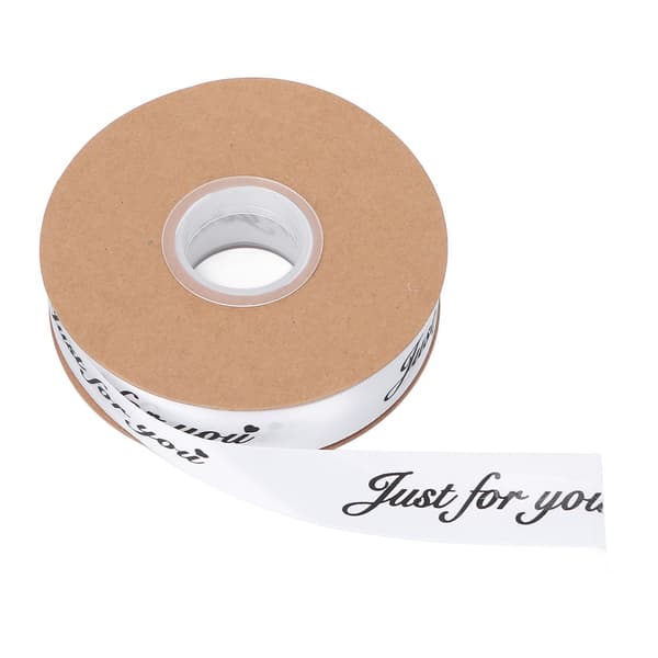 2,5 cm Satinband Rulle 45yd Tryck Bara för dig Polyester för DIY Bröllopsdekoration Födelsedagstårta Förpackning Vit