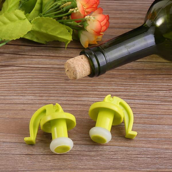 2-pack vinoljetätad flaskpropp i silikon, lättöppnad plugg för drycker
