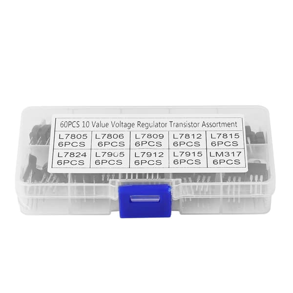 60 stk. 10 værdier L7805CV LM317T spændingsregulator IC-sortimentssæt med etui