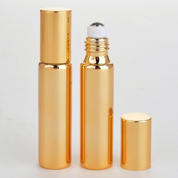 7 st påfyllningsbara parfymflaskor i glas, eterisk olja, rullflaskor, bärbara lätta tomma roll-on-flaskor för resor 5 ml gyllene