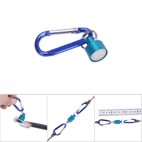 Magnetisk fluefiskenet-holder med solid spænde i aluminiumslegering, robust blåt klips til ørred- og laksefiskeriudstyr