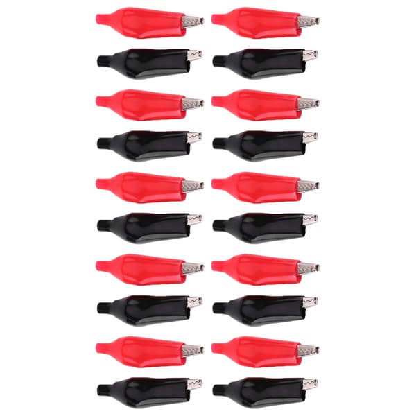 20 stk. 28 mm metalkrokodilleklemme testledningsprobeclips, sorte og røde elektriske testclips