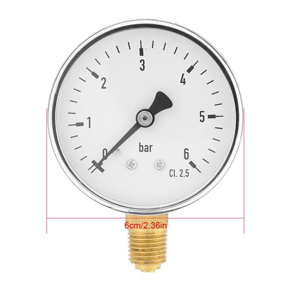 1/4\" NPT Hydraulisk Lufttryksmåler 0-6 bar, Sidemonteret Manometer