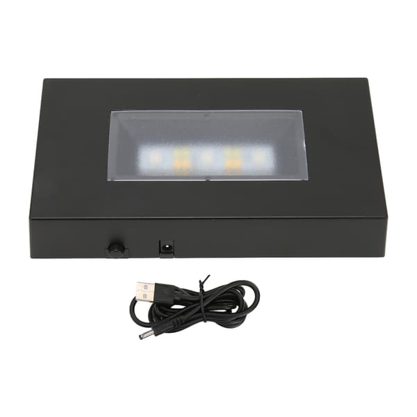 LED-ljusstativbas USB-driven multiläge blandade färger svart ABS rektangulär ljusdisplaybas för glaslåda