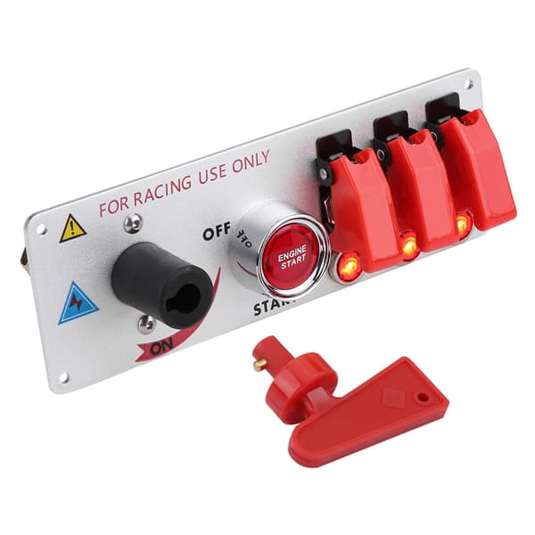 12V Racerbil Tændingskontaktpanel Motorstart LED Trykknap Vippepanel