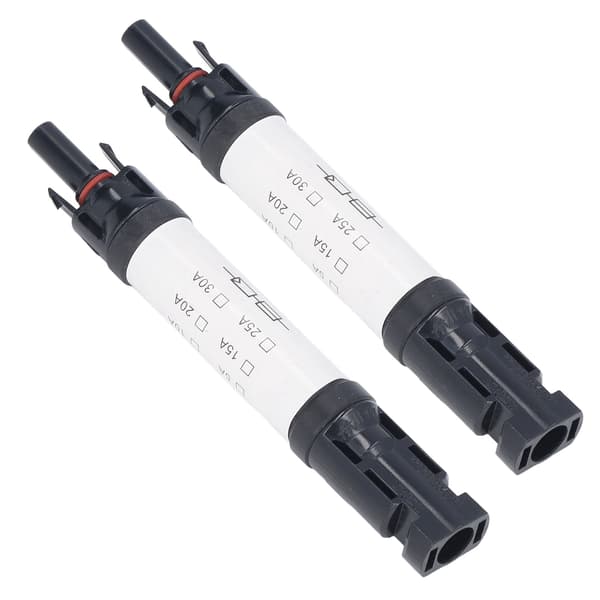2-pak solcelle PV-stik IP68 UV-bestandig 1000V 15A inline sikring til solcellekabler