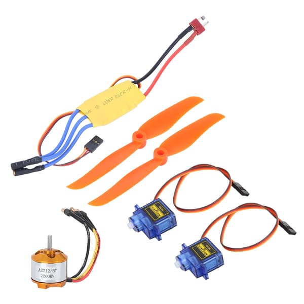 Fjernstyret flysæt: 2200KV børsteløs motor, 30A ESC, 9G mini servo, 6035 propelpakke til fly