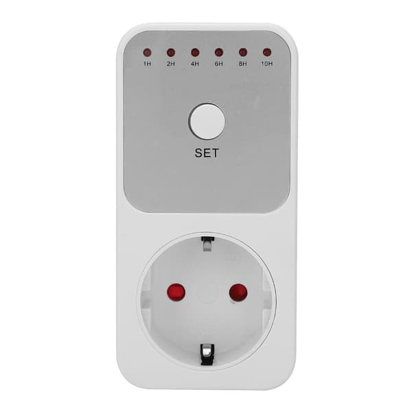 EU-stik 230V Timer Strømstikafbryder, Digital Nedtællingscontroller, Hvid, 1 pakke