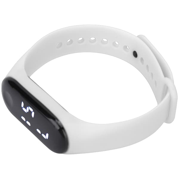 Vit LED Digital Sportklocka med Plastglas, Silikonband, Studentklocka