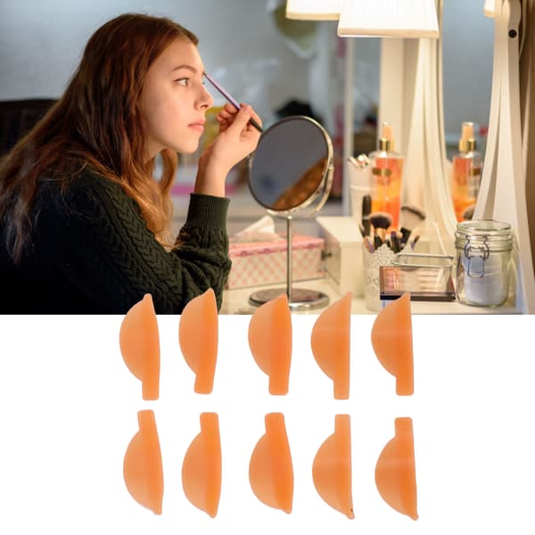 5 par vippepermanentpuder Genanvendelige bløde orange silikone øjenvippepermanentstænger til skønhedsmakeup