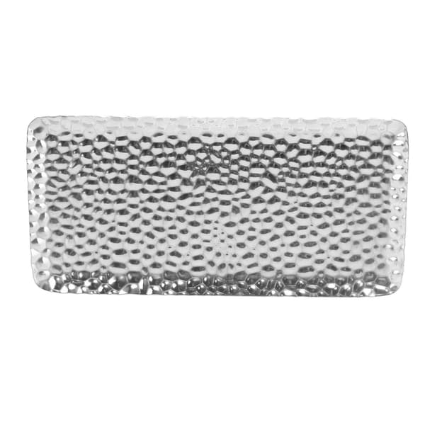 Serveringsbricka i rostfritt stål Elegant luktfri fat för vardagsrum sovrum kök badrum 19,5x9,5 cm Silver