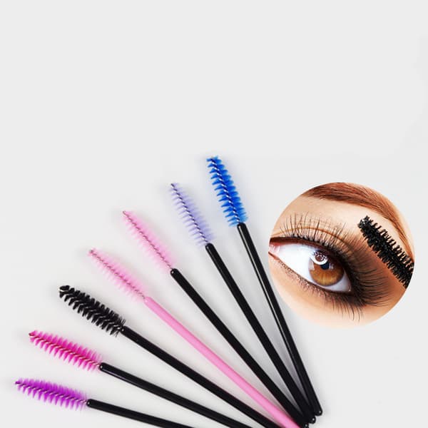 50 stk. øjenvippebørstesæt Engangs Mini Spiral Fleksibel Makeup Øjenvippebørste til Forlængelse Pink