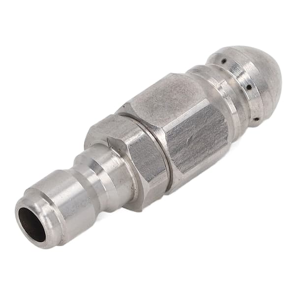Højtryksrenserdyse 5000PSI, 1/4in NPT Quick Connect, Spids spids i rustfrit stål, 1 front- og 6 baghuller, til rengøring