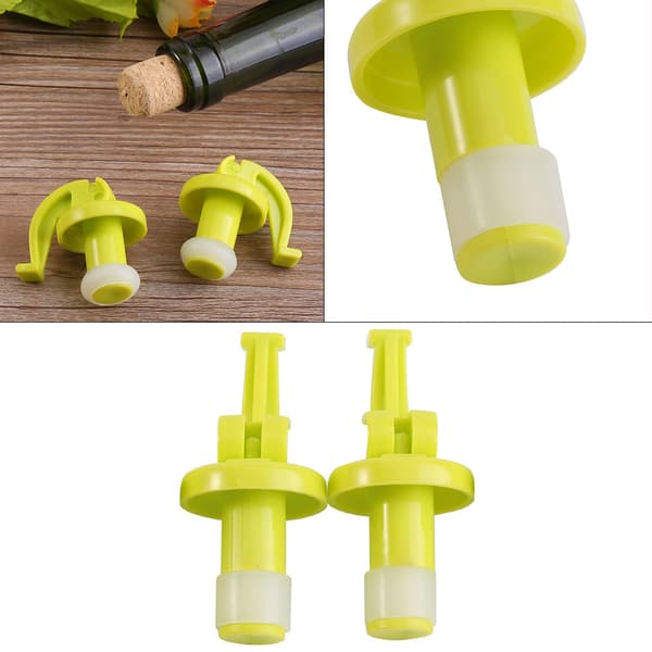 2-pack vinoljetätad flaskpropp i silikon, lättöppnad plugg för drycker