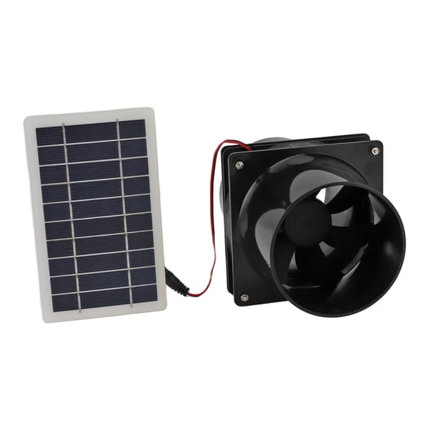 10W 12V Solar Udsugningsventilator til Rund Kanal, ABS Solpanel Ventilationssæt til Dyrehus, Hønsehus, Autocamper, Drivhus