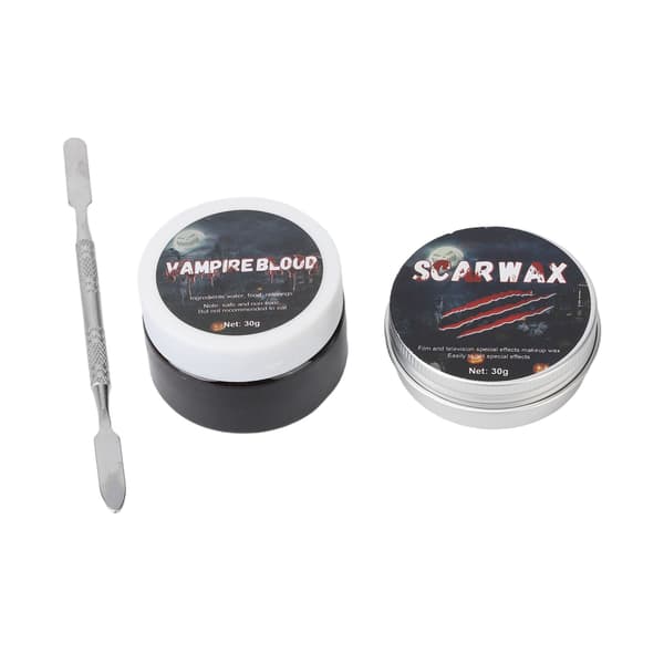 Ärrvax Koagulerat Blod Kit Sår Modellering Halloween SFX Smink Kit med Spatel