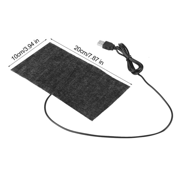Sort 5V USB kulfiber varmemåtte 20x10cm musemåttevarmer til skrivebord