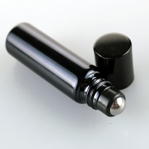 7 st påfyllningsbara parfymflaskor i glas, eterisk olja, rullflaskor, bärbara lätta tomma roll-on-flaskor för resor, 10 ml, svart