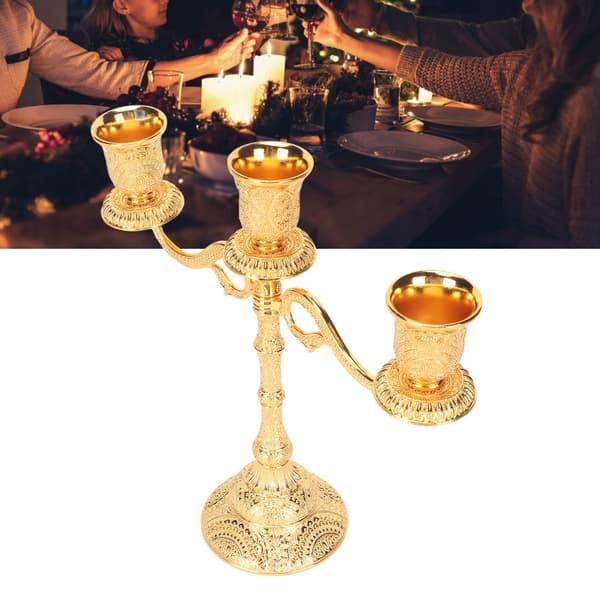 3-armad retro elegant ljusstake i legering för hem och restaurang