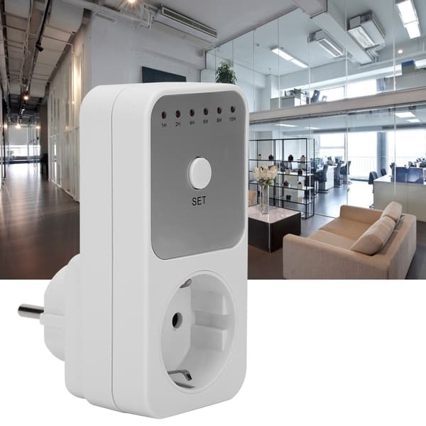 EU-stik 230V Timer Strømstikafbryder, Digital Nedtællingscontroller, Hvid, 1 pakke