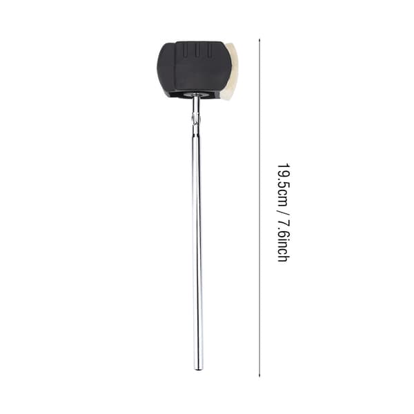 Stortrommepedal Kølle Uldfilt Rustfrit Stål Sort 19,5 cm 69g Erstatning til Baspedal 1 stk