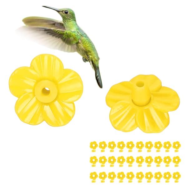 30-pak kolibrifoderblomster flerfarvede unikke udskiftningsfuglefodertilbehør gule