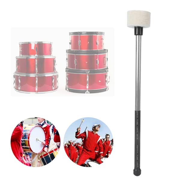 Trommestikker af uldfilt til marchorkester-percussionudstyr, grå, almindelig størrelse, par